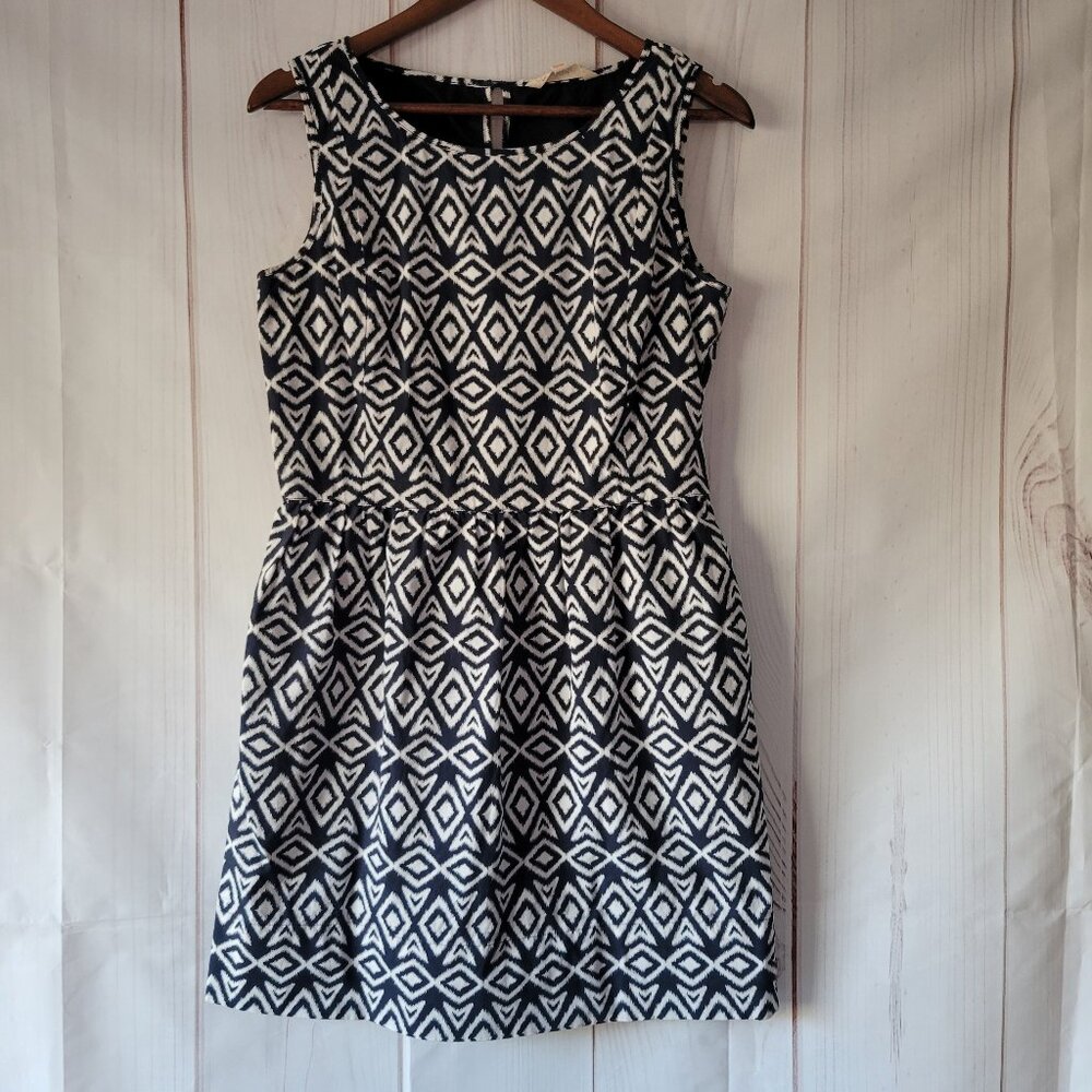 Brooks Brothers Midi A-Line Dress w/ Pockets, Sz 8, Black/White, Lined, EUC